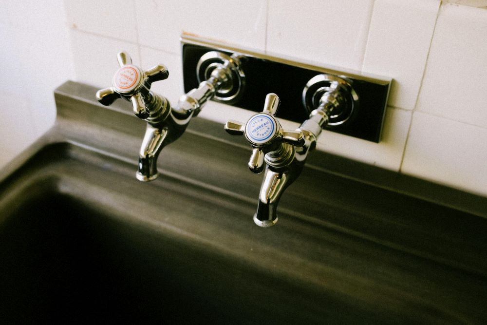 A gray bathroom sink